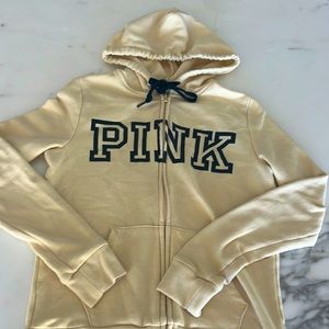 Yellow and black zip up PINK jacket
